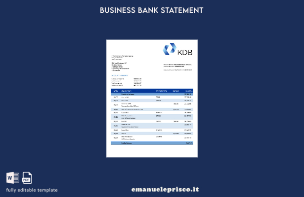 stile verificato Modello di estratto conto della società bancaria del Gruppo KDB